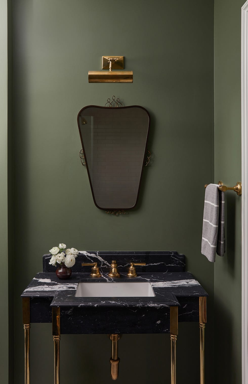 powder room with green walls