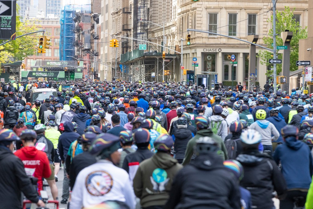 Cyclists from across all over the world participating in the Annual Five Boro Bike Tour on May 3, 2026 in New York City.