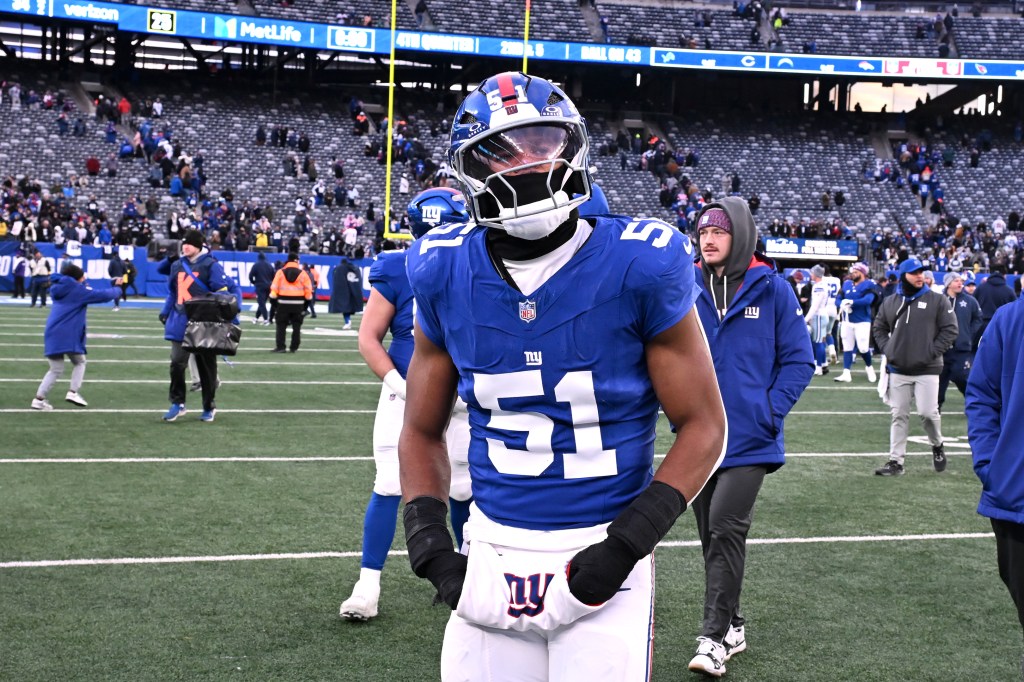 New York Giants linebacker Abdul Carter (51) walking off the field.
