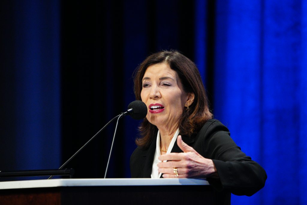 New York Governor Kathy Hochul speaking at the NYS Affordable Housing Conference.