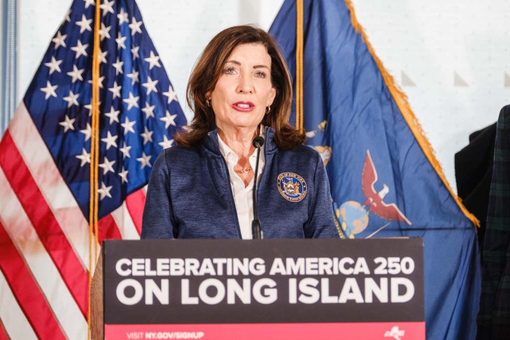 New York State Governor Kathy Hochul holds a press conference about celebrations in New York for the 250th anniversary of the United States of America as well as the possible LIRR strike set to start Saturday if a resolution is not found. 