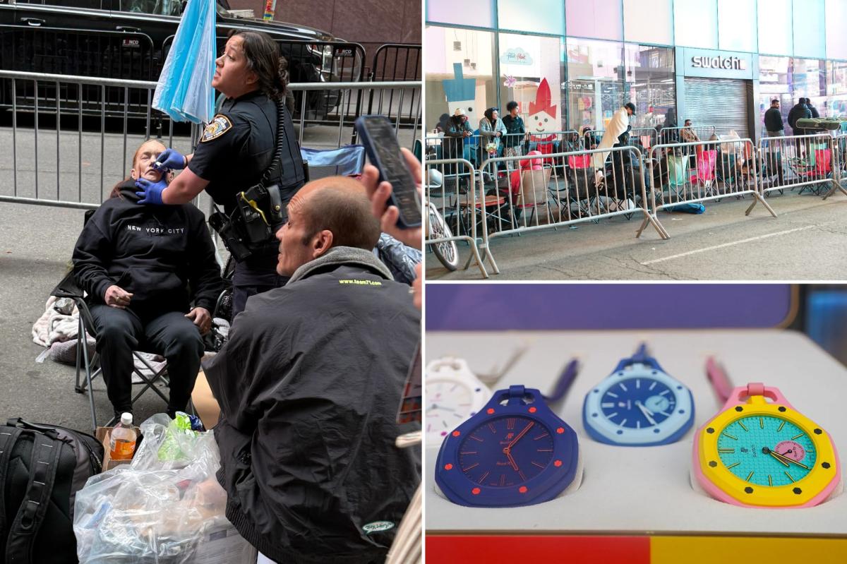 New Yorkers create encampment for $400 fad watch — filled with paid line-sitters and a shocking overdose