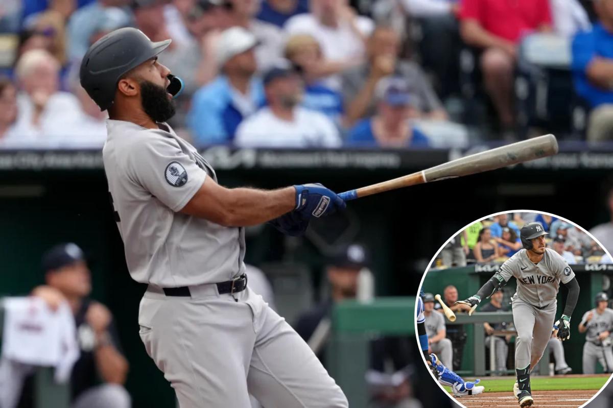 Yankees pound out 24 hits to beat Royals in much-needed laugher