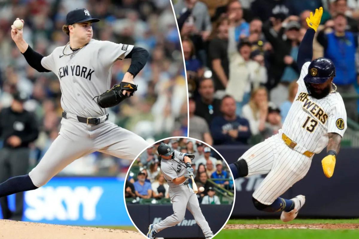 Yankees waste Cam Schlittler's gem in ugly 10-inning loss to Brewers