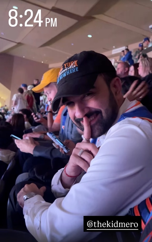 NYC Mayoral Candidate Zohran Mamdani at a New York Knicks basketball game.
