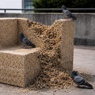 NYCxDesign 2026 pigeons on turf furniture