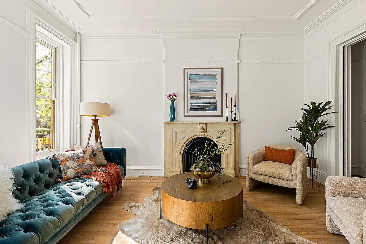 parlor with marble mantel