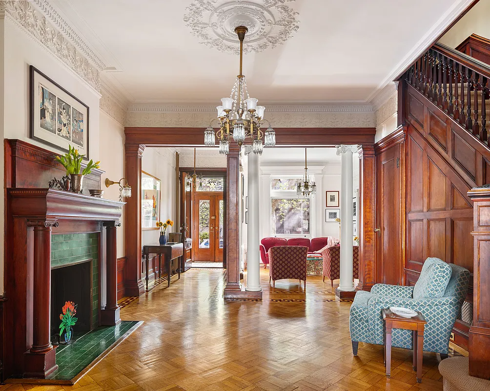 park slope - middle parlor with mantel, plasterwork