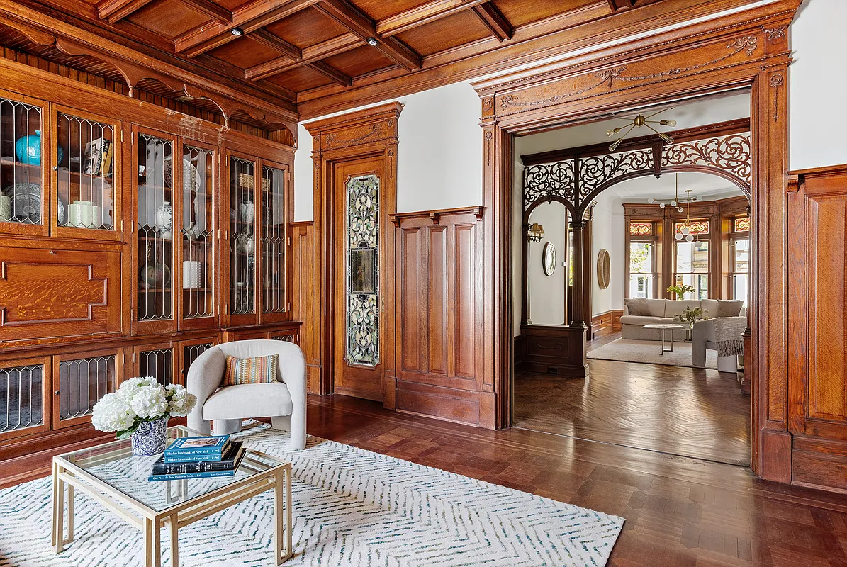 wood--filled interior with built-ins