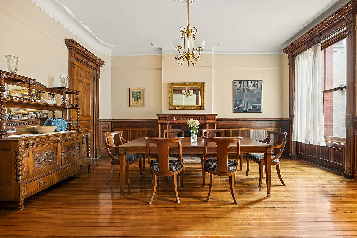 dining room with wainscoting