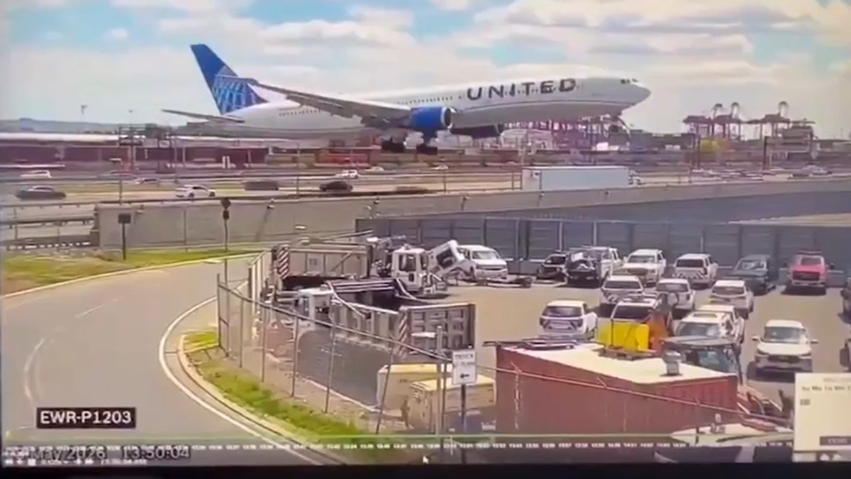 New surveillance video shows United jet hit truck on NJ Turnpike – NBC New York