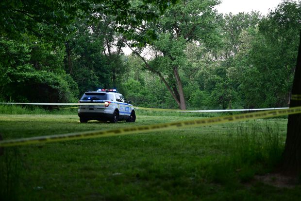 NYPD officers investigate following the discovery of the body of Albert Itzkowitz, who was found dead along the Kissena Lake shoreline with multiple gunshot wounds, in Queens, New York, on May 18, 2026. (Kyle Mazza/NurPhoto/Shutterstock)