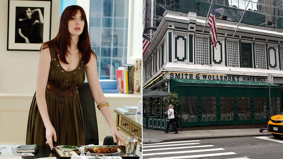 Iconic Devil Wears Prada scene paired with the real-life Smith & Wollensky restaurant in NYC.