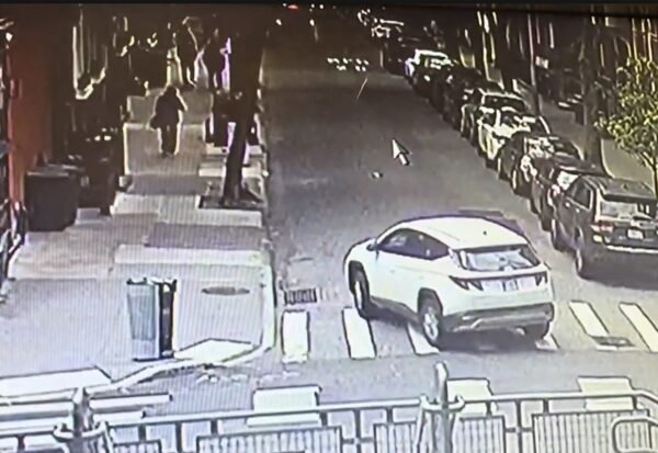 The allegedly-stolen 2026 Hyundai SUV can be seen in this surveillance image turning right from Henry Street onto Orange Street. Photo: Private residence surveillance