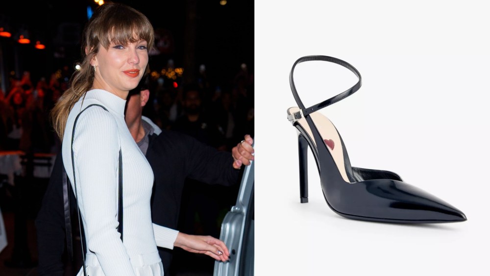 Taylor Swift wears Gucci heels and a white dress for a dinner in New York on Tuesday.