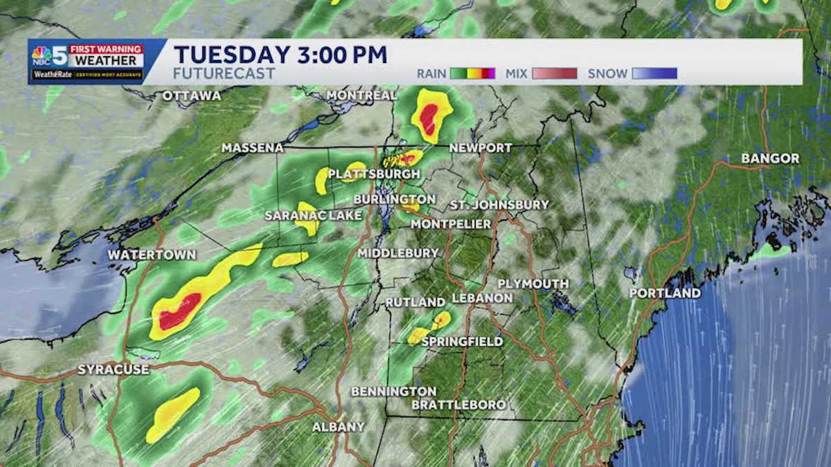 When to expect downpours, storms in Vermont, New York Tuesday and Wednesday