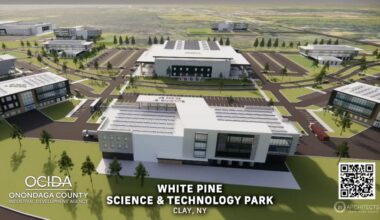 rendering of white pine science and technology park in clay new york
