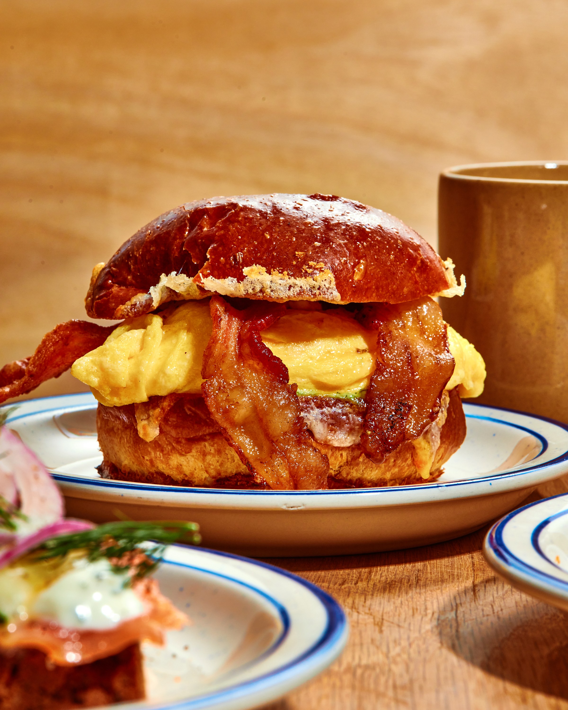 A breakfast sandwich.