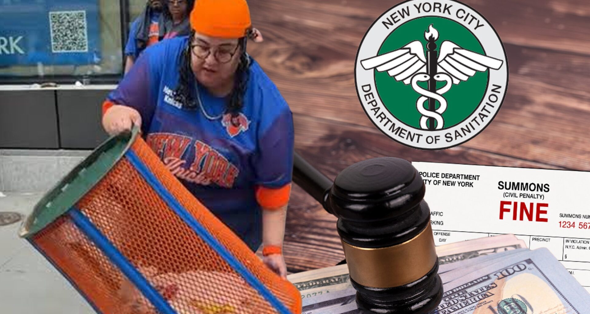 Knicks Fan Fined for Stealing NYC Trash Can Despite Returning It