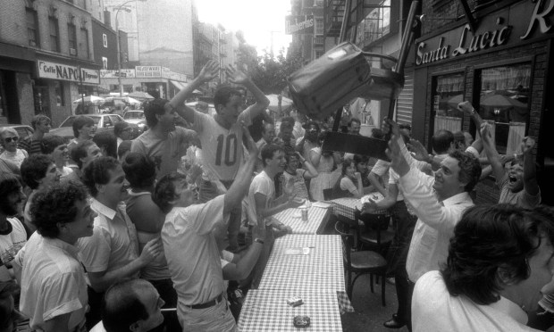 Residents of Little Italy celebrate the Italian soccer team's 3-1 victory over West Germany in the World Cup Final on July 11, 1982.
