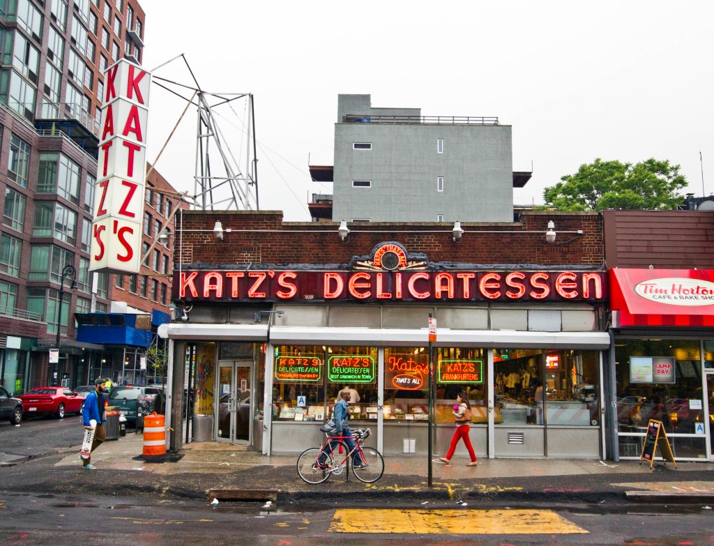 Exterior of Katz's Delicatessen on Houston Street in Manhattan.