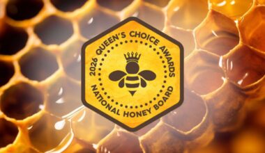 National Honey Board's Queen Choice Awards logo over honey background