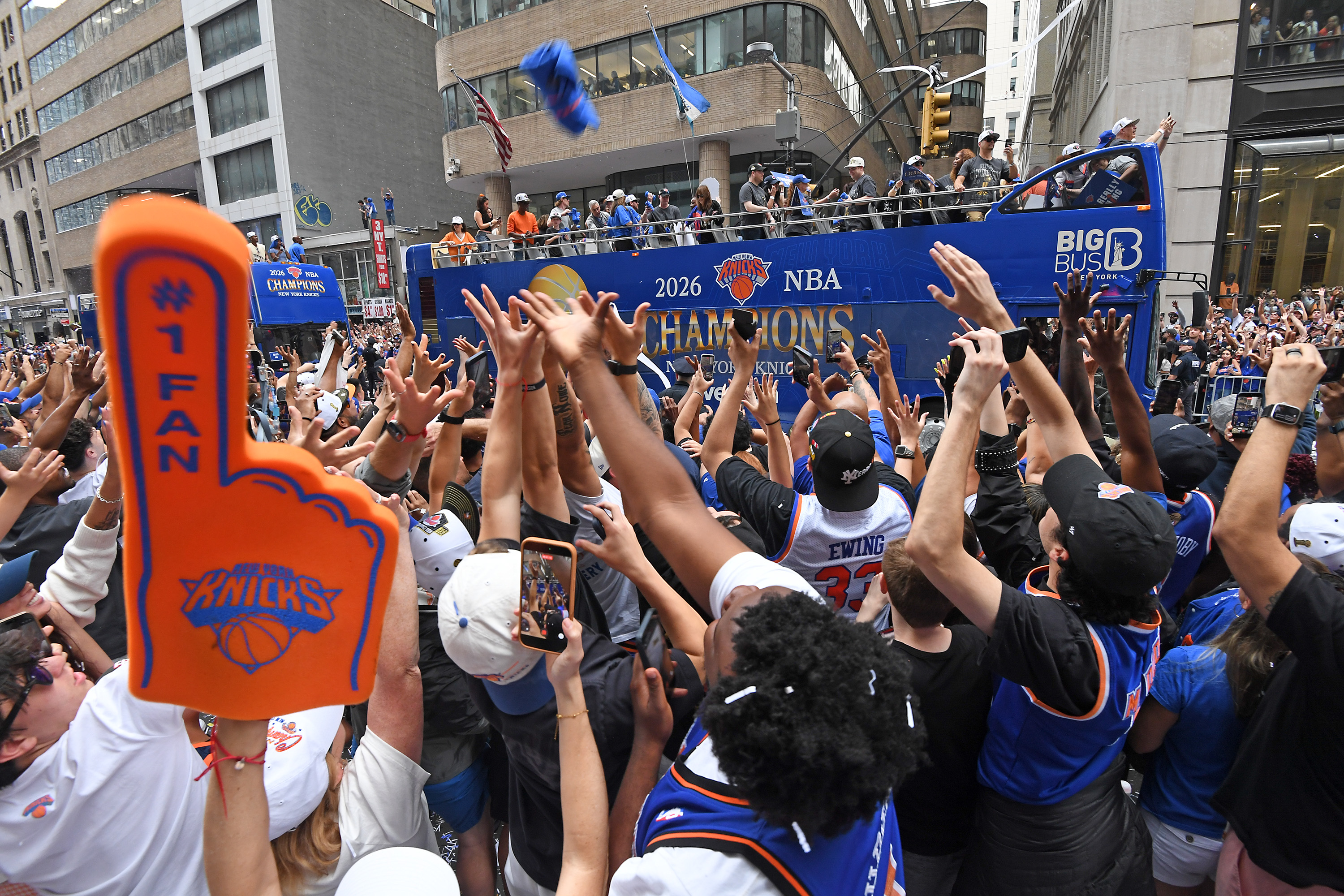 New York Knicks ticker-tape parade down Manhattan's "Canyon of Heroes" to celebrate their 2026 NBA Championship