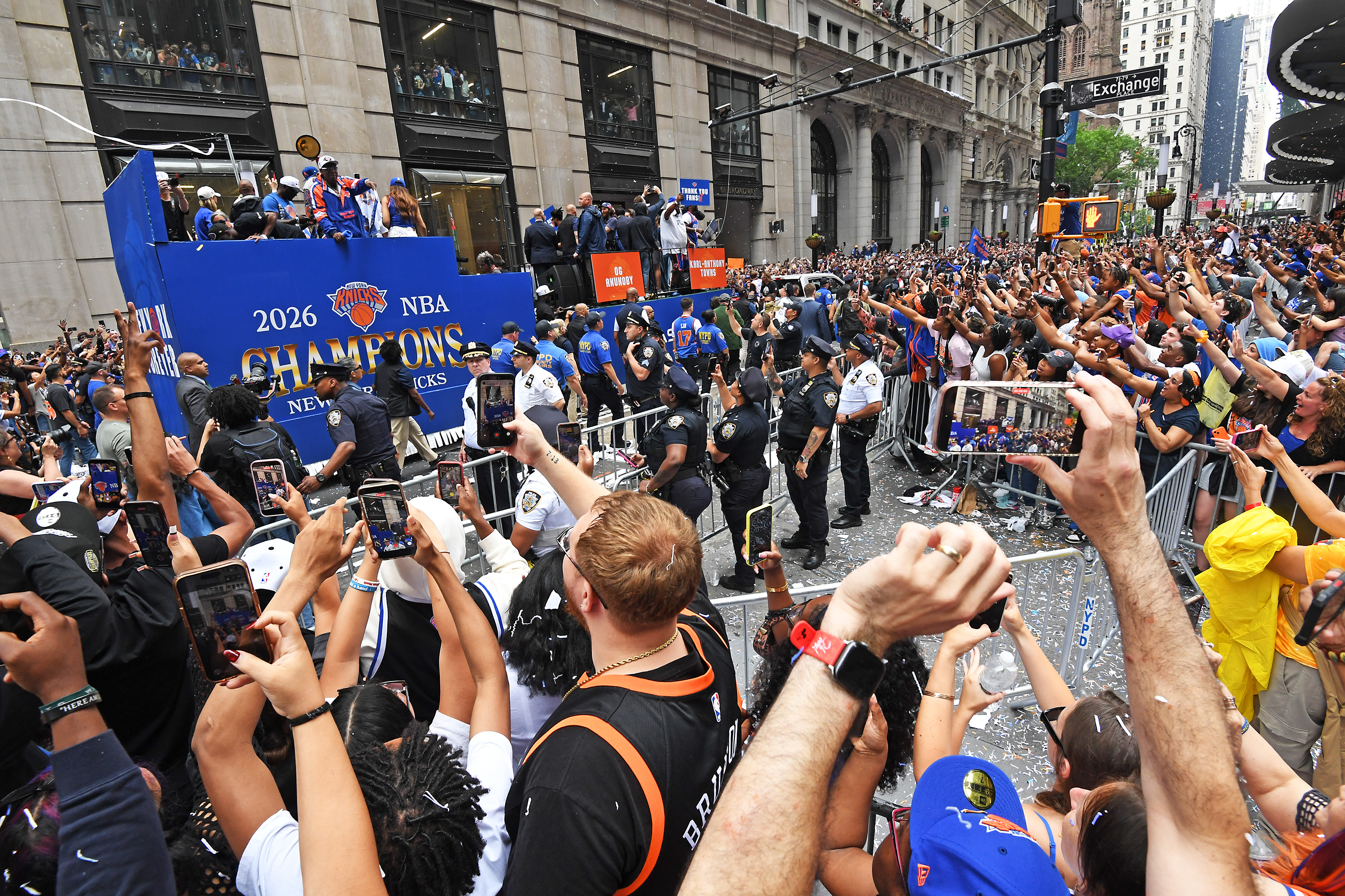 New York Knicks ticker-tape parade down Manhattan's "Canyon of Heroes" to celebrate their 2026 NBA Championship