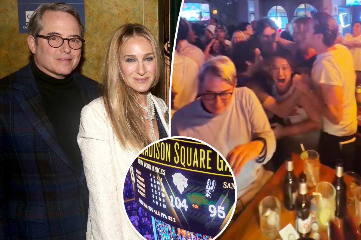 Sarah Jessica Parker, Matthew Broderick and their kids celebrate Knicks win at NYC bar