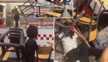 Wild video shows crew of NYC Knicks fans beat Five Guys employee with chairs