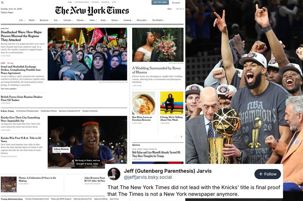 New York Times slammed for demoting Knicks' title on homepage: 'Not a New York newspaper anymore'