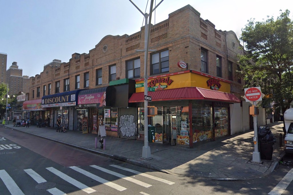 The violent crew stabbed the victim three times in the back and punched and kicked him around Sunday evening on Webster Avenue in Morrisania, authorities said.