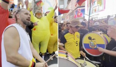 Ecuador, Germany World Cup fans ignite NYC battle of the bands Times Square
