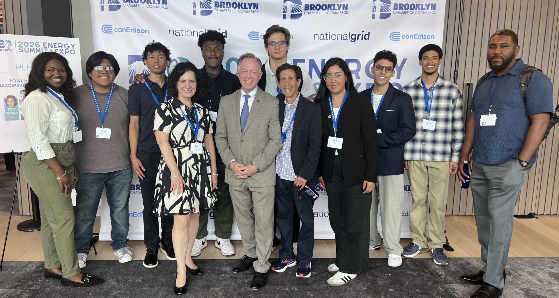 Front row, from left: Dina Rabiner, BCC senior vice president of Innovation and Strategy; Randy Peers, BCC president; and Michael Victor Danza, Kingsborough STEM Lab and Engineering 3D design instructor; and Kingsborough engineering students. Photo: Wayne Daren Schneiderman/Brooklyn Eagle