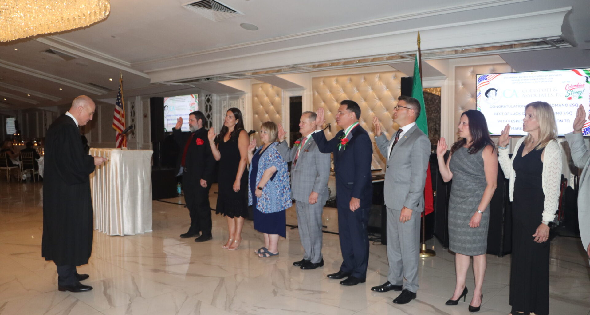 Hon. Carl Landicino swears in new Columbian Lawyers officers and directors. Photo: Mario Belluomo/Brooklyn Eagle