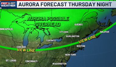 UPDATE: Aurora forecast for Vt., NY, and NH, Thursday night due to ‘G3′ geomagnetic storm