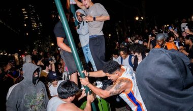 NYPD detains dozens of unruly fans across New York City during NBA Finals Game Four.