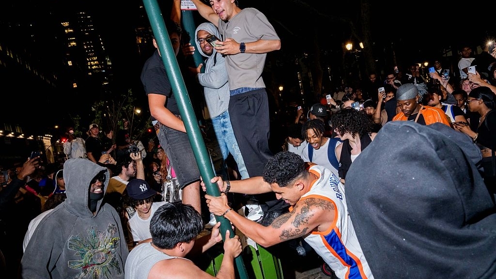 NYPD detains dozens of unruly fans across New York City during NBA Finals Game Four.