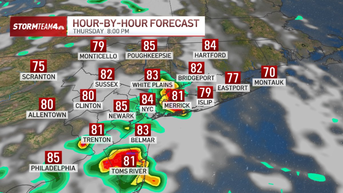 Hour-by-hour radar outlook for NYC storm threat Thursday – NBC New York