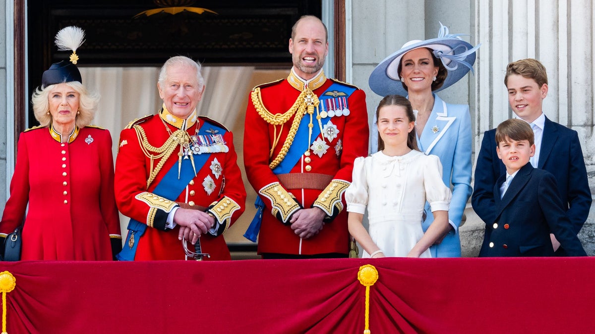 King Charles and Queen Camilla coordinate in bold red alongside Kate Middleton at Trooping the Colour