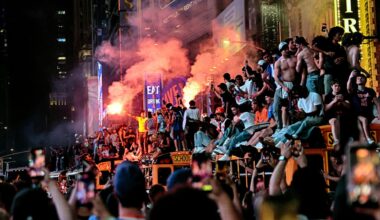 New York Knicks Fans Celebrate In Streets After NBA Finals Win