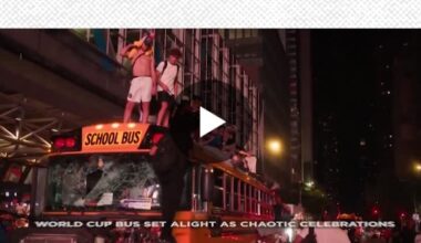 World Cup bus set alight as chaotic celebrations erupt in Manhattan after Knicks win A World Cup bus was set alight and a teenager suffered a gunshot wound during chaotic scenes in Midtown Manhattan…