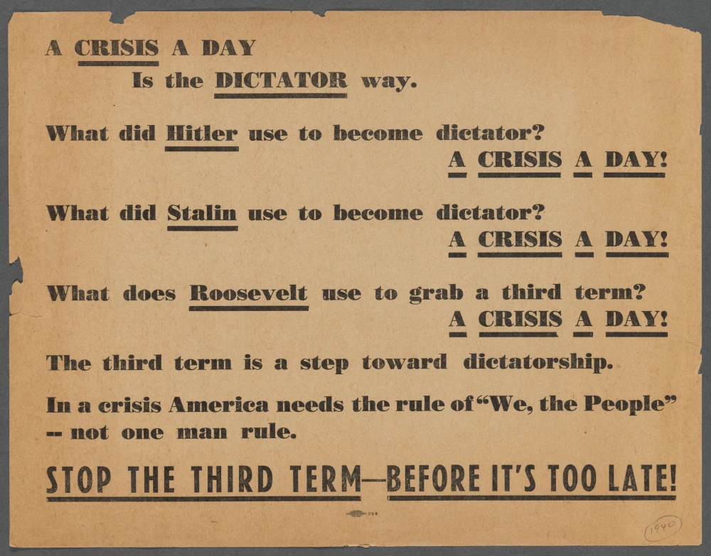 Flyer for Wendell Willkie’s presidential campaign, 1940