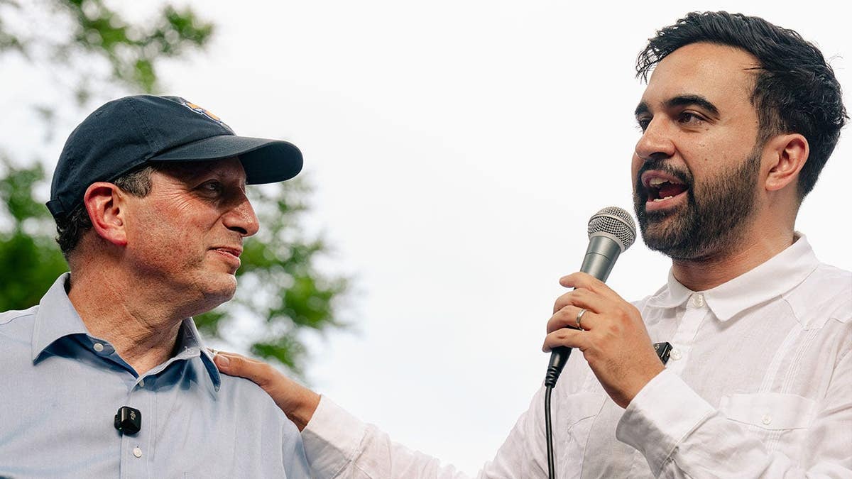 New York City Mayor Zohran Mamdani speaking in Carroll Park in Brooklyn