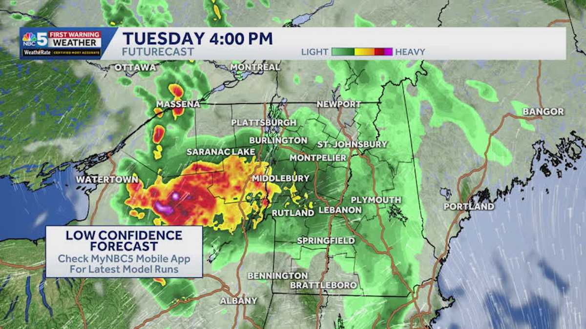 Hour-by-hour: See when storms may arrive Tuesday in Vermont, New York