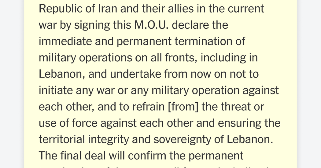 U.S.-Iran Agreement Includes Strait of Hormuz, Lebanon and More: See Full Text of the Deal