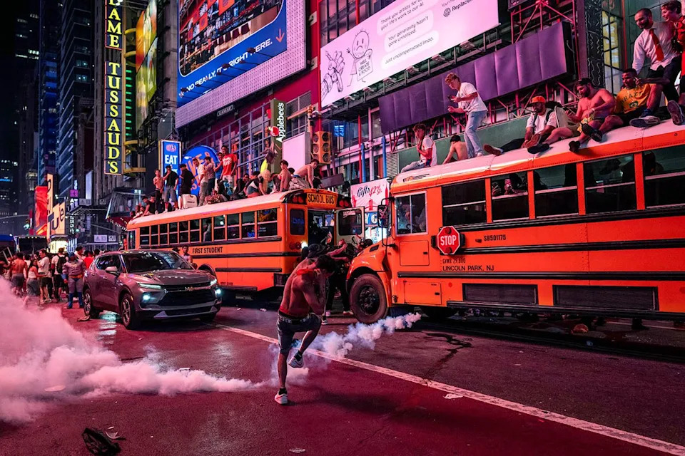 Times Square after the Knicks' NBA championship winCredit: Adam Gray/Getty