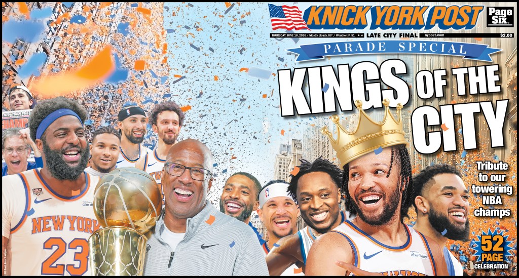 New York Post "Kings of the City" cover featuring the New York Knicks NBA champions.