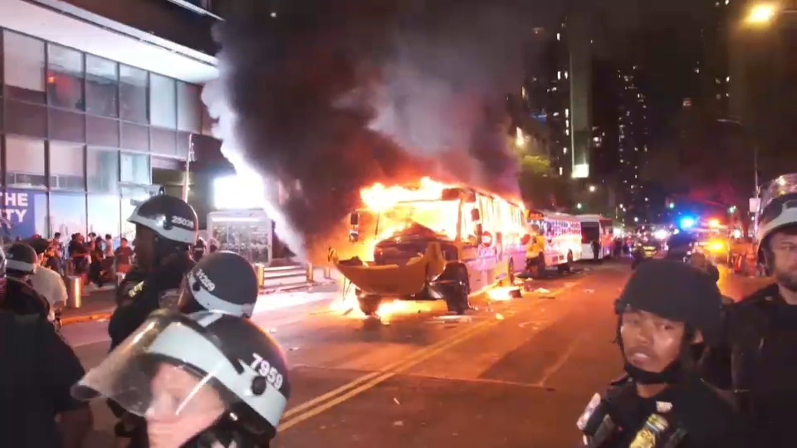 Knicks celebrations: School bus set on fire, multiple people arrested, 17-year-old shot