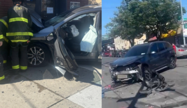 Car smashes into Chase bank entrance in Cypress Hills section of Brooklyn; 5 injured